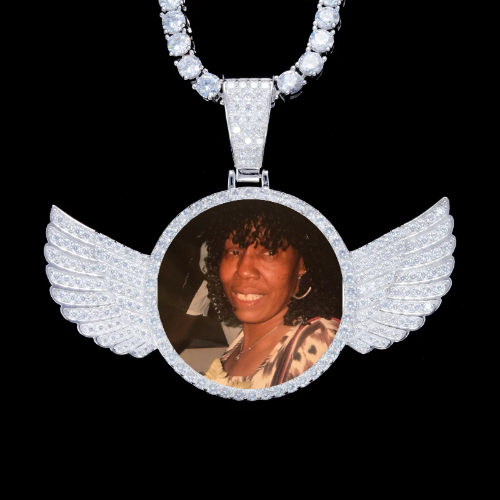 925S & VVS Moissanite 3D Wing Custom Picture Pendant
