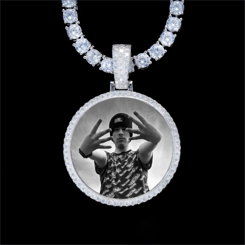 925S & VVS Moissanite 3D Circle Custom Picture Pendant