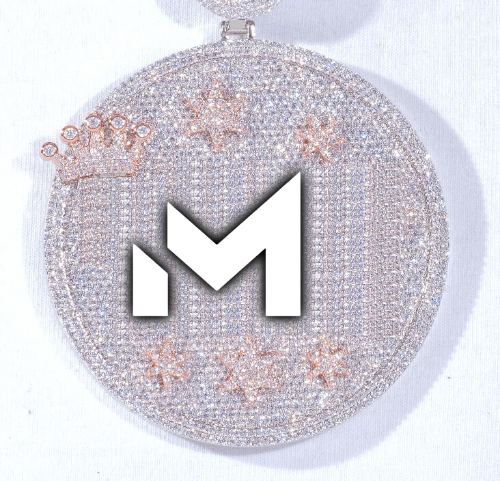 CUSTOM LETTER NECKLACE 3D BIG CROWN DISC