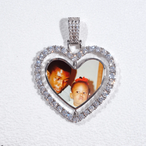 3D Spinning 2-Faced Heart Custom Picture Pendant