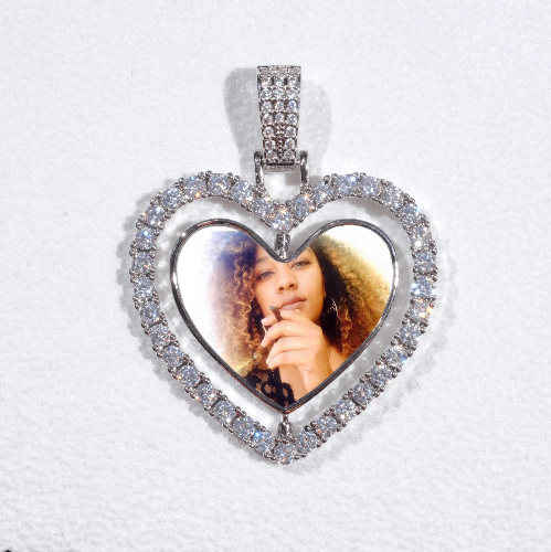3D Spinning 2-Faced Heart Custom Picture Pendant