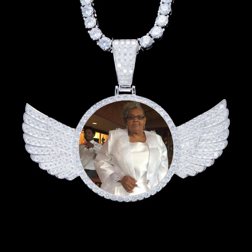 925S & VVS Moissanite 3D Wing Custom Picture Pendant