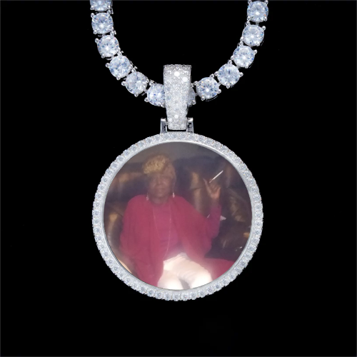 925S & VVS Moissanite 3D Circle Custom Picture Pendant