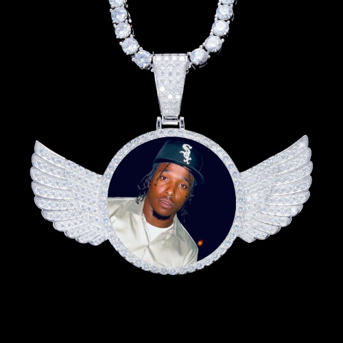 925S & VVS Moissanite 3D Wing Custom Picture Pendant