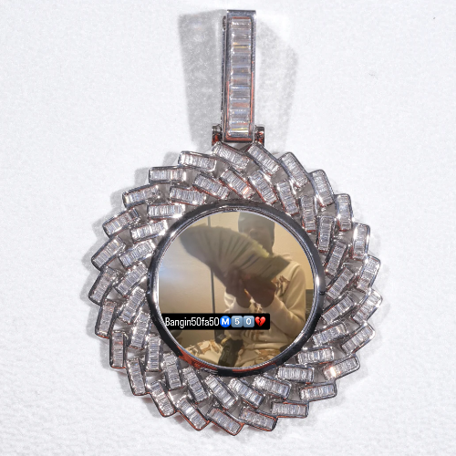 Large 3D Baguette Custom Picture Pendant