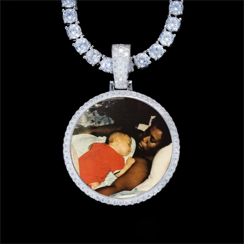 925S & VVS Moissanite 3D Circle Custom Picture Pendant