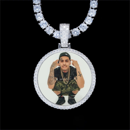 925S & VVS Moissanite 3D Circle Custom Picture Pendant