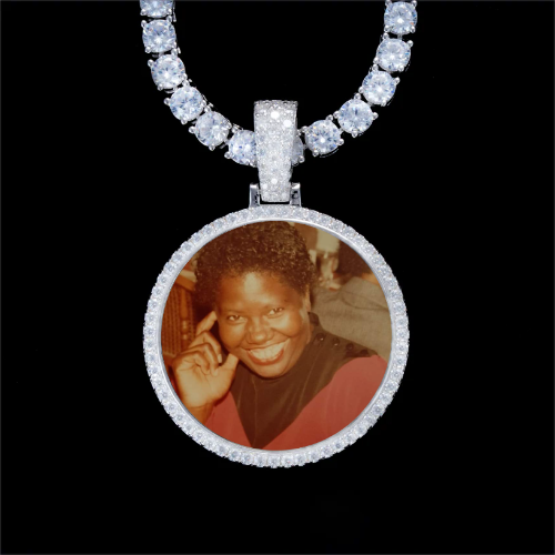 925S & VVS Moissanite 3D Circle Custom Picture Pendant