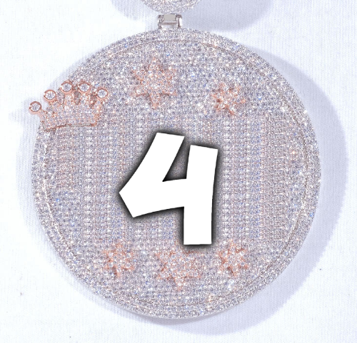 CUSTOM LETTER NECKLACE 3D BIG CROWN DISC