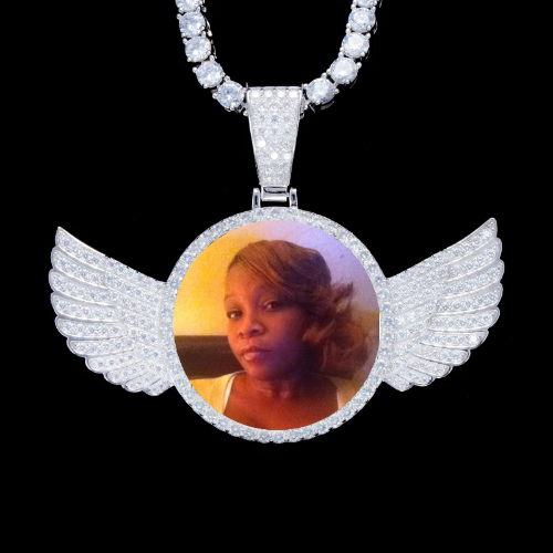 925S & VVS Moissanite 3D Wing Custom Picture Pendant