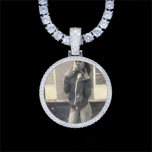 925S & VVS Moissanite 3D Circle Custom Picture Pendant