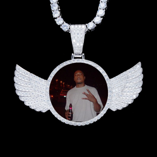 925S & VVS Moissanite 3D Wing Custom Picture Pendant