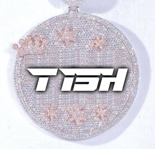CUSTOM LETTER NECKLACE 3D BIG CROWN DISC