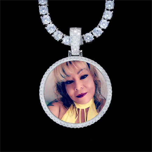 925S & VVS Moissanite 3D Circle Custom Picture Pendant