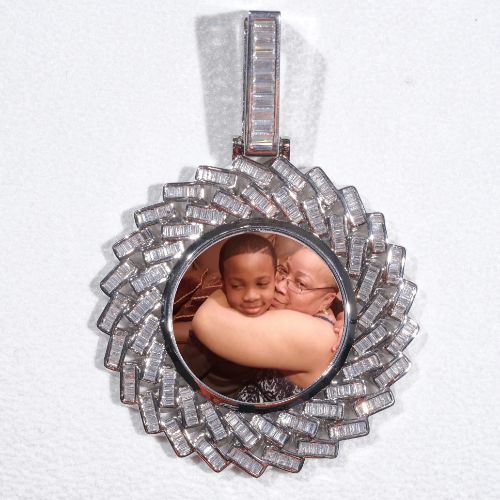 Large 3D Baguette Custom Picture Pendant