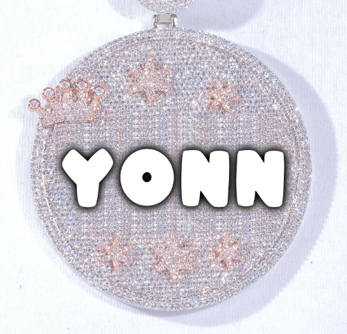CUSTOM LETTER NECKLACE 3D BIG CROWN DISC