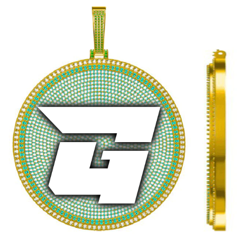 CUSTOM LETTER NECKLACE 3D BIG DISC