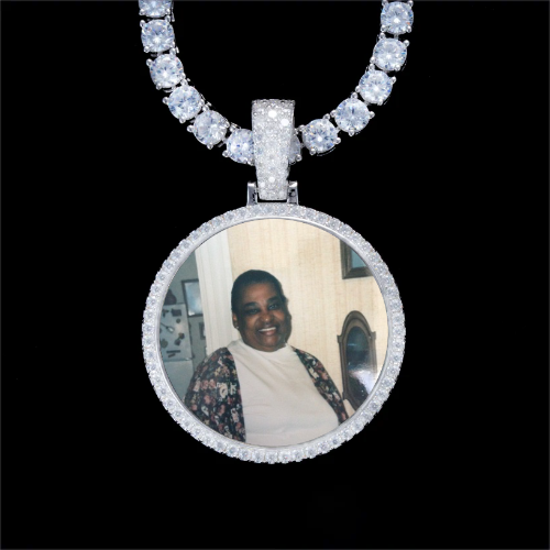 925S & VVS Moissanite 3D Circle Custom Picture Pendant