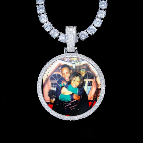 925S & VVS Moissanite 3D Circle Custom Picture Pendant