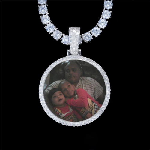 925S & VVS Moissanite 3D Circle Custom Picture Pendant
