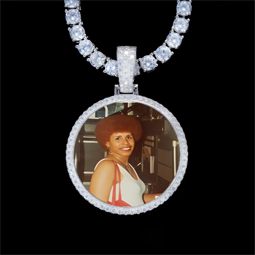 925S & VVS Moissanite 3D Circle Custom Picture Pendant