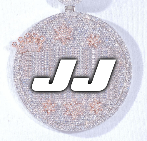 CUSTOM LETTER NECKLACE 3D BIG CROWN DISC