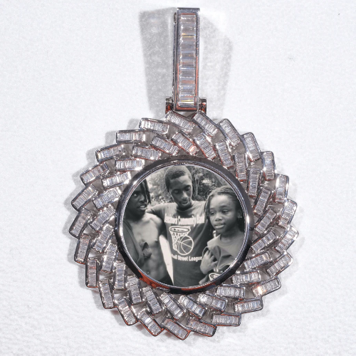 Large 3D Baguette Custom Picture Pendant
