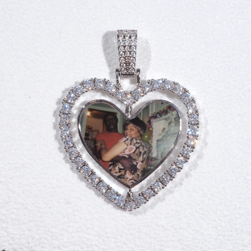 3D Spinning 2-Faced Heart Custom Picture Pendant