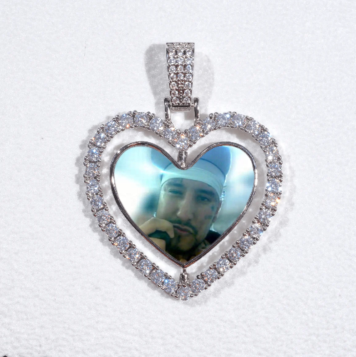 3D Spinning 2-Faced Heart Custom Picture Pendant