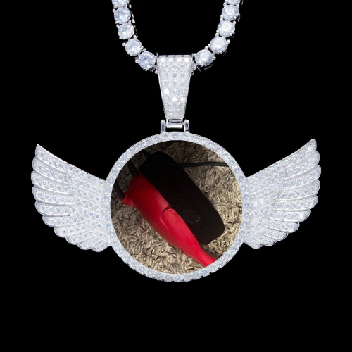 925S & VVS Moissanite 3D Wing Custom Picture Pendant