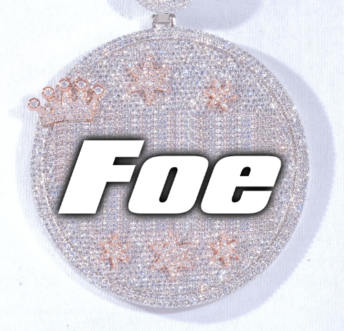 CUSTOM LETTER NECKLACE 3D BIG CROWN DISC