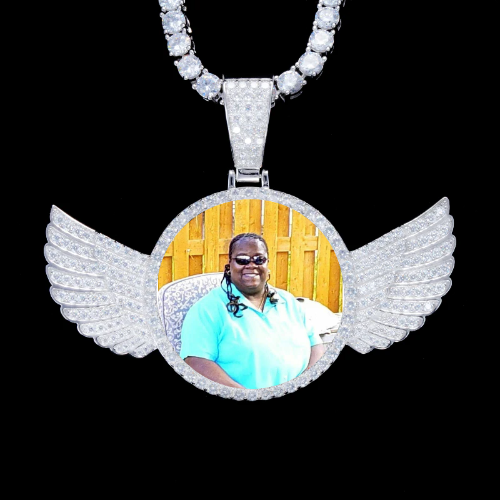 925S & VVS Moissanite 3D Wing Custom Picture Pendant