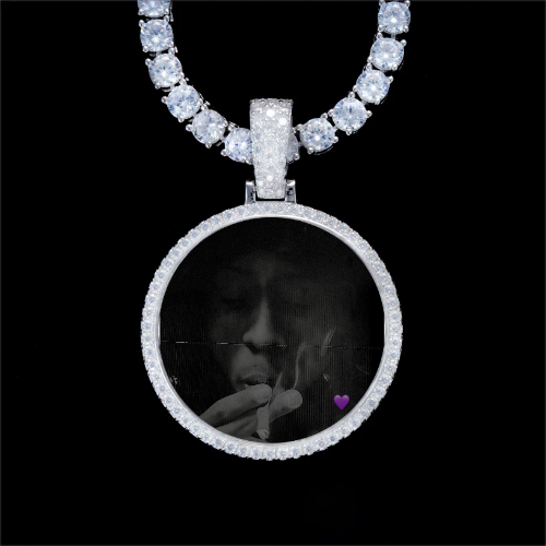 925S & VVS Moissanite 3D Circle Custom Picture Pendant