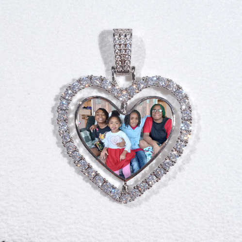 3D Spinning 2-Faced Heart Custom Picture Pendant