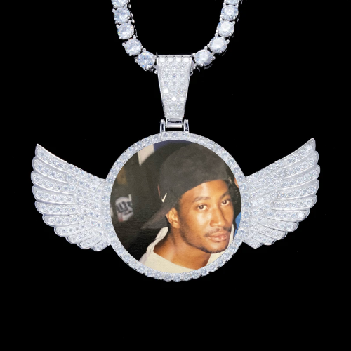 925S & VVS Moissanite 3D Wing Custom Picture Pendant