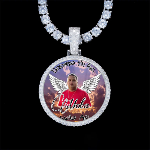 925S & VVS Moissanite 3D Circle Custom Picture Pendant