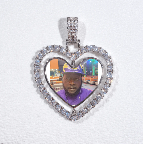 3D Spinning 2-Faced Heart Custom Picture Pendant