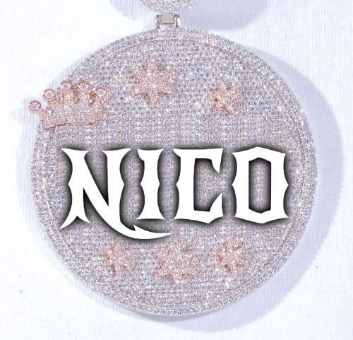 CUSTOM LETTER NECKLACE 3D BIG CROWN DISC