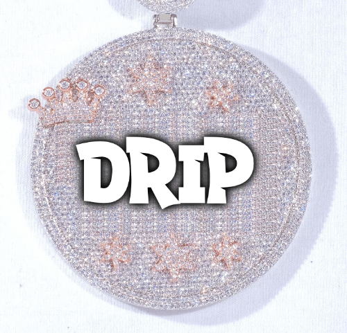 CUSTOM LETTER NECKLACE 3D BIG CROWN DISC