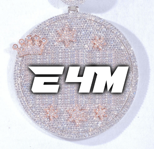 CUSTOM LETTER NECKLACE 3D BIG CROWN DISC