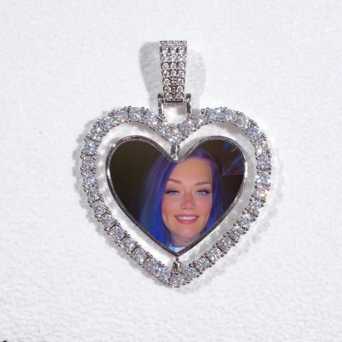 3D Spinning 2-Faced Heart Custom Picture Pendant