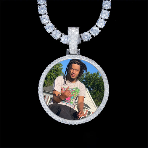 925S & VVS Moissanite 3D Circle Custom Picture Pendant