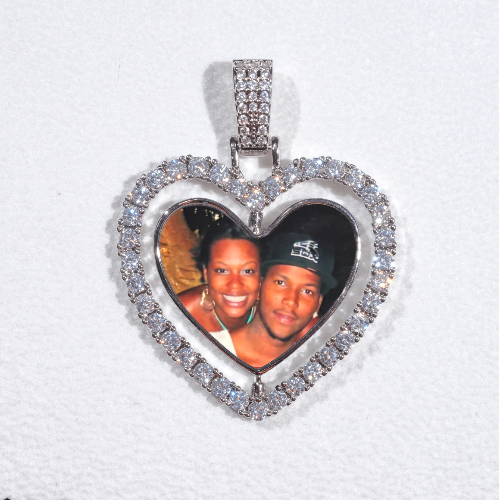 3D Spinning 2-Faced Heart Custom Picture Pendant