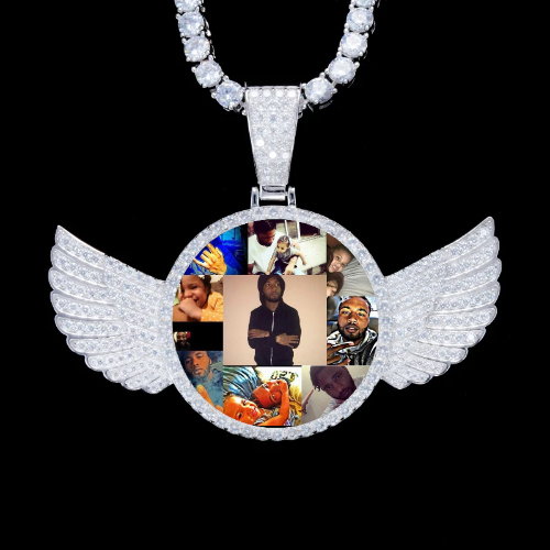 925S & VVS Moissanite 3D Wing Custom Picture Pendant