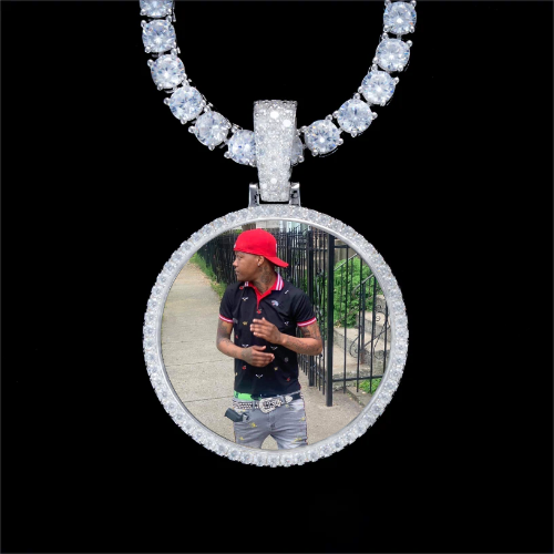 925S & VVS Moissanite 3D Circle Custom Picture Pendant