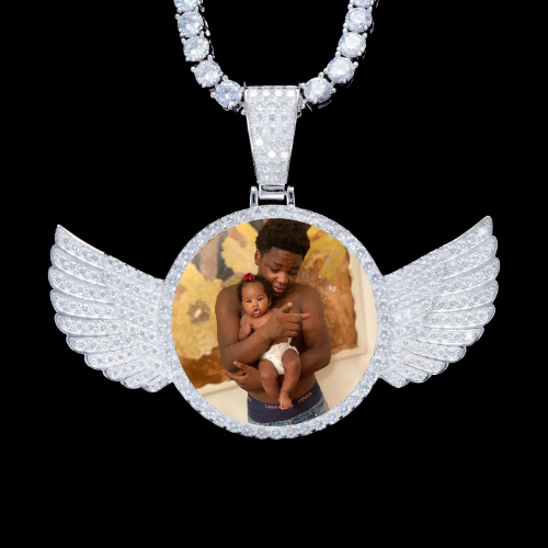 925S & VVS Moissanite 3D Wing Custom Picture Pendant