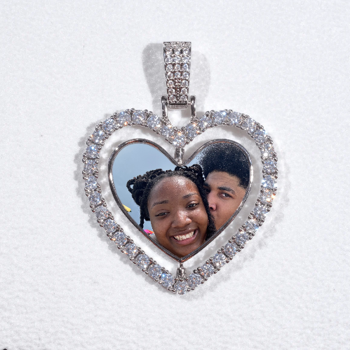3D Spinning 2-Faced Heart Custom Picture Pendant