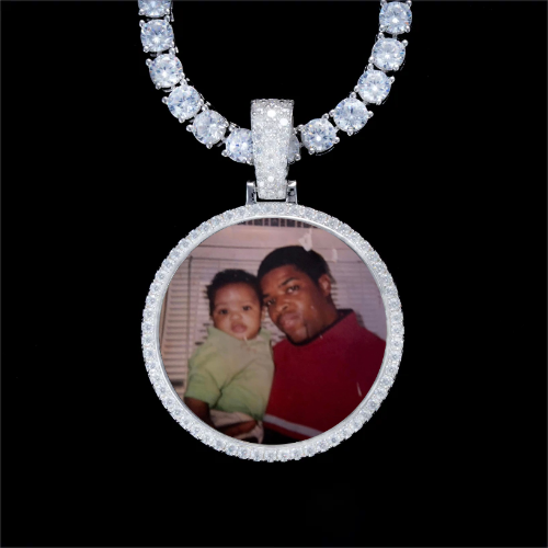 925S & VVS Moissanite 3D Circle Custom Picture Pendant