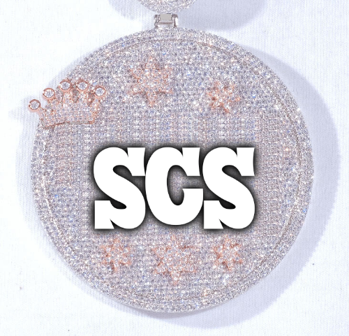 CUSTOM LETTER NECKLACE 3D BIG CROWN DISC