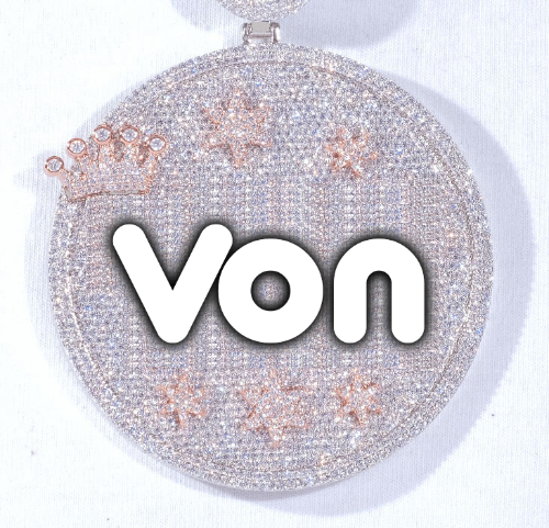 CUSTOM LETTER NECKLACE 3D BIG CROWN DISC